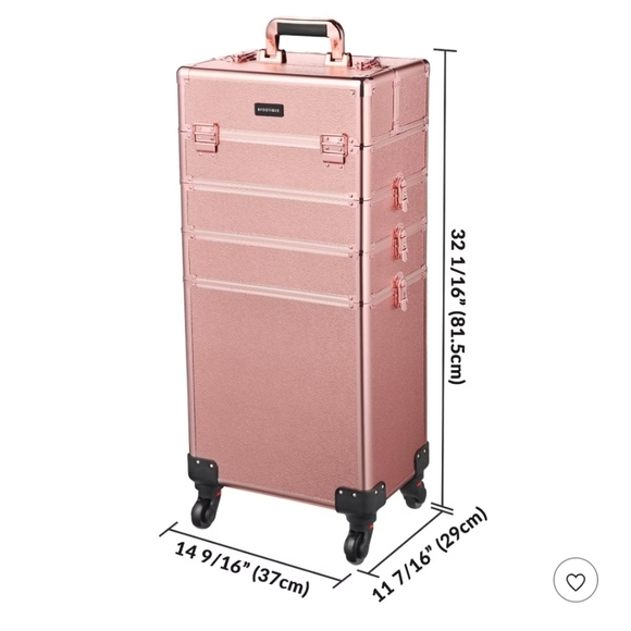 Elegant Rose Gold Makeup Train Case with Wheels - Picture 8 of 13